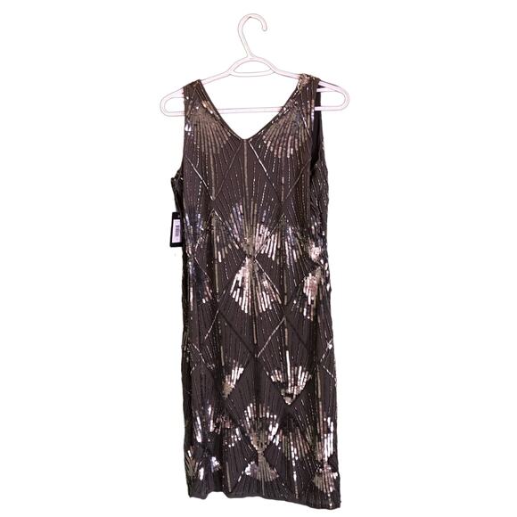 NWT Marina Dresses Modcloth Dreamy Gleaming Gatsby Dress Size 4 Gray Silver - Picture 3 of 9